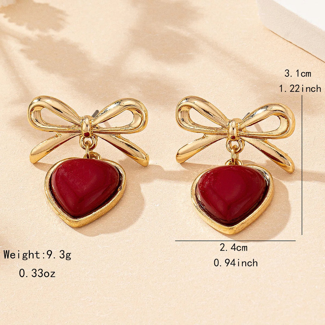 Melina's Bow Heart Earrings