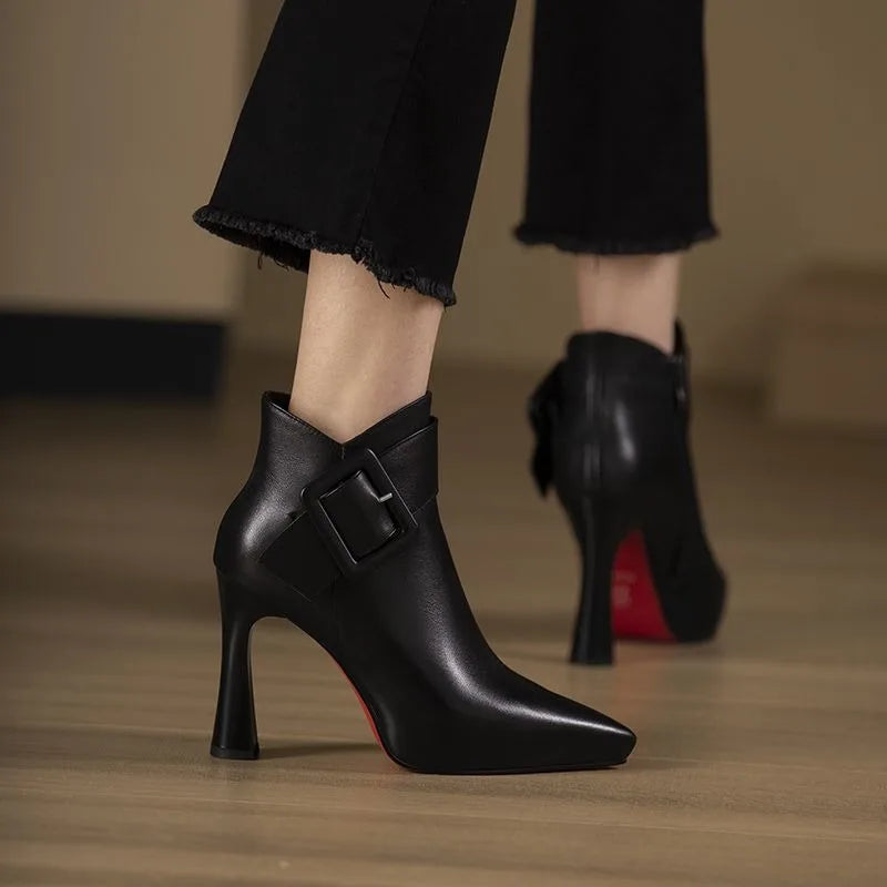 Aurelia Buckle Heel Boots