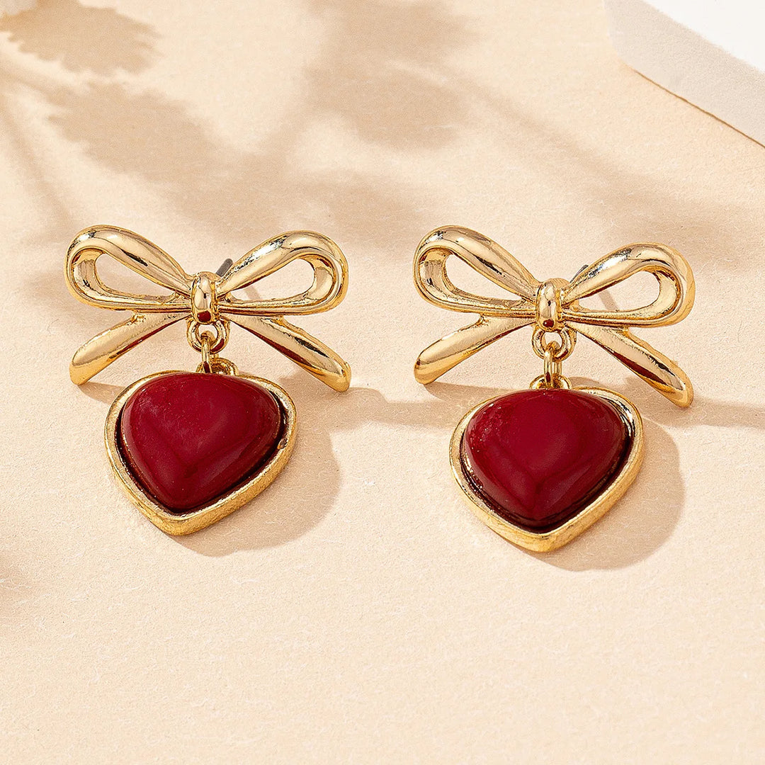 Melina's Bow Heart Earrings