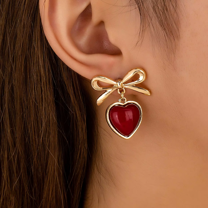 Melina's Bow Heart Earrings