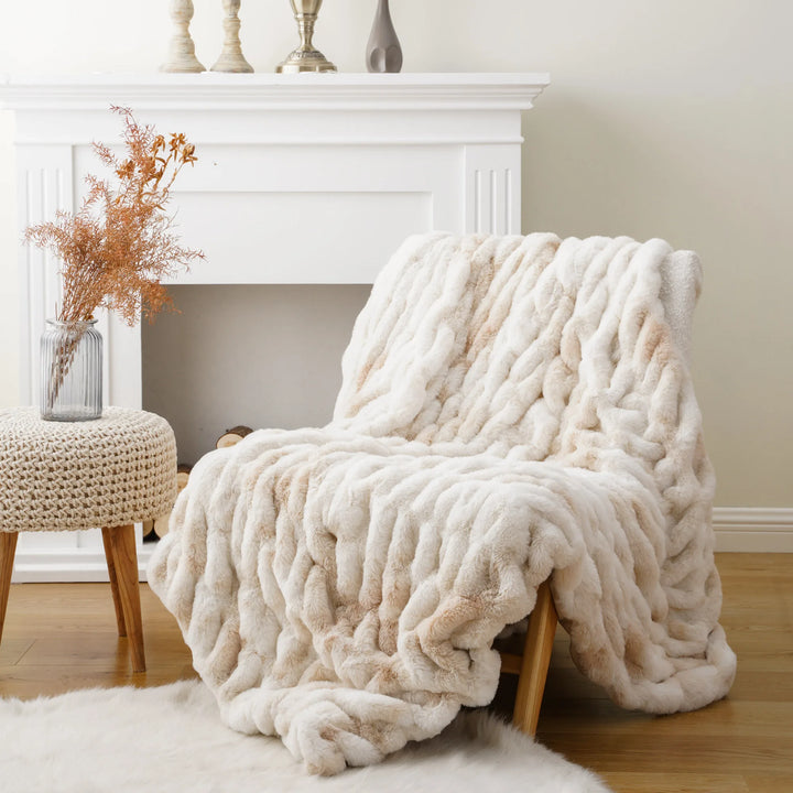 Luxurious Faux Rabbit Fur Blanket Throw