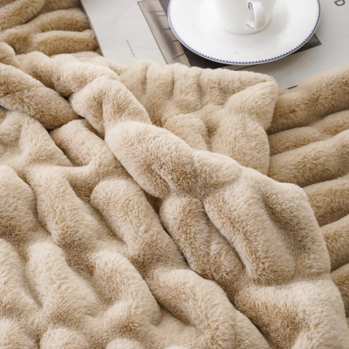 Luxurious Faux Rabbit Fur Blanket Throw