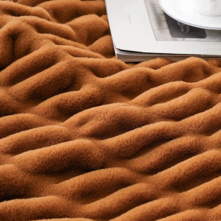 Luxurious Faux Rabbit Fur Blanket Throw