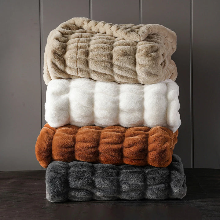 Luxurious Faux Rabbit Fur Blanket Throw