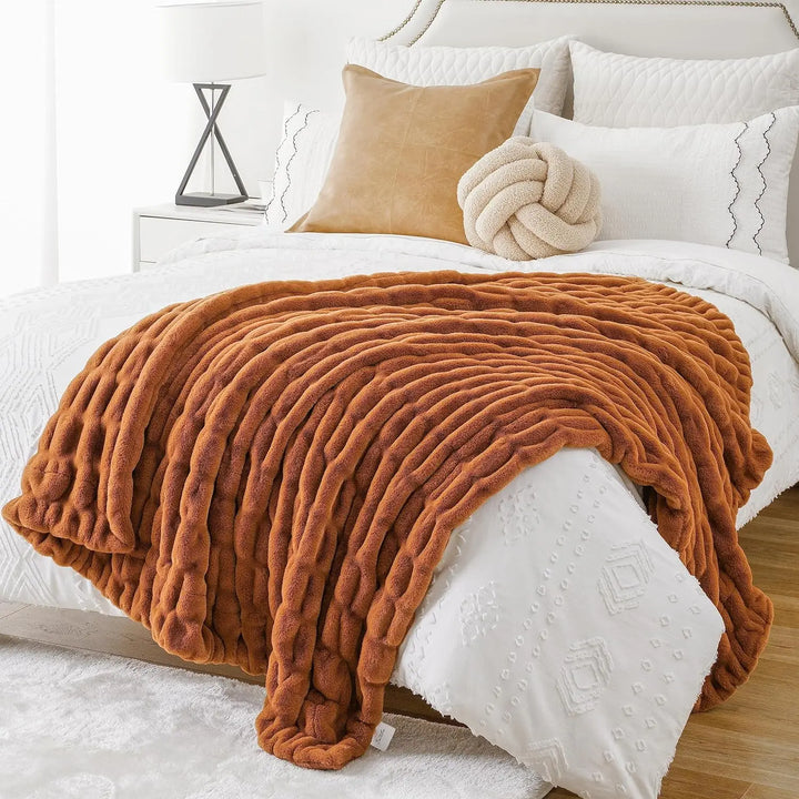 Luxurious Faux Rabbit Fur Blanket Throw